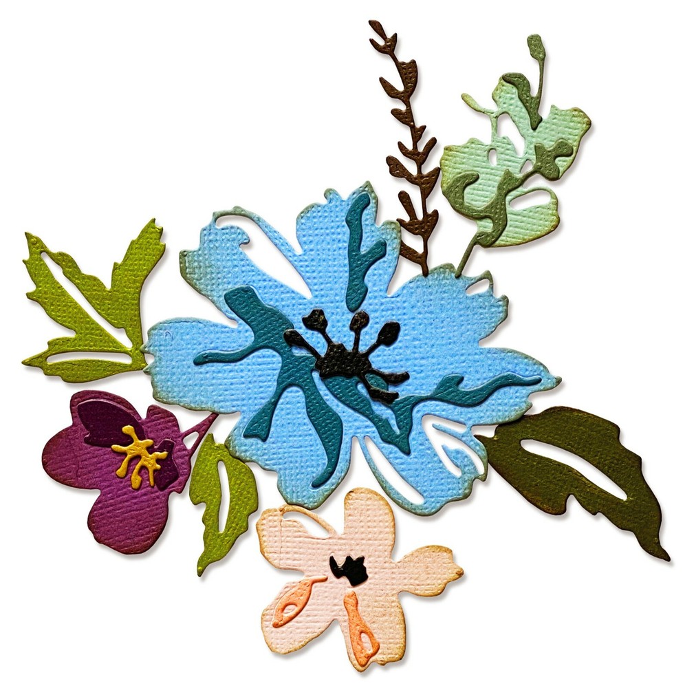 New Sizzix Thinlits Brushstroke Flowers #2 8pc #665210 Retail $19.99 Tim Holtz