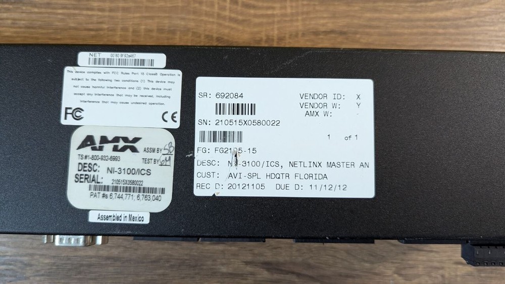 AMX NetLinx NI-3100 Automation Integrated Master Controller - Untested - DM16