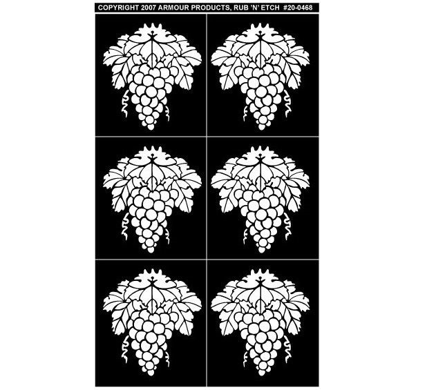 Arnour Rub 'n' Etch Glass Etching Stencil  ~ Grape Bunch