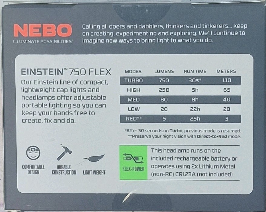NEBO Einstein 750 Flex Headlamp RECHARGEABLE
