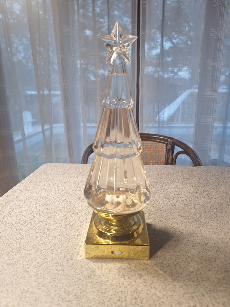 Clear Plastic Christmas Tree Snow Globe Water Lantern Battery Operated