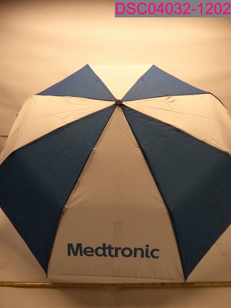 Stains; Medtronic Umbrella, Blue/White. 34" Diameter Span. 21.5" Handle.