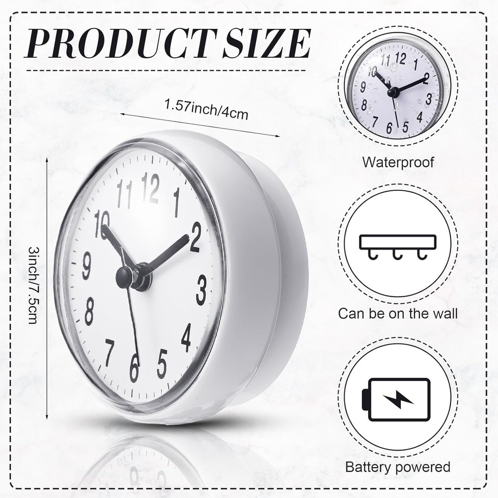 Weewooday Waterproof Bathroom Clock Small Digital White Shower Wall