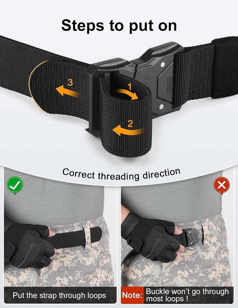 Durable Quick Release Tactical Belt for Hiking - Heavy Duty 1.5" Nylon Strap