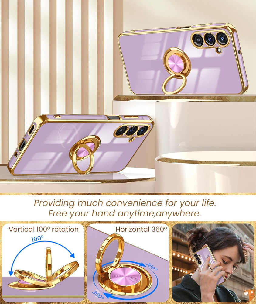 for Samsung Galaxy A16 5G Case, Screen Protector, 360° Rotatable Ring Holder Mag
