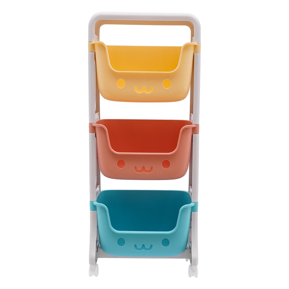 Storage Organizer, 3-Tier Stackable Rolling Cart, Storage Bins Organizer+Wheels