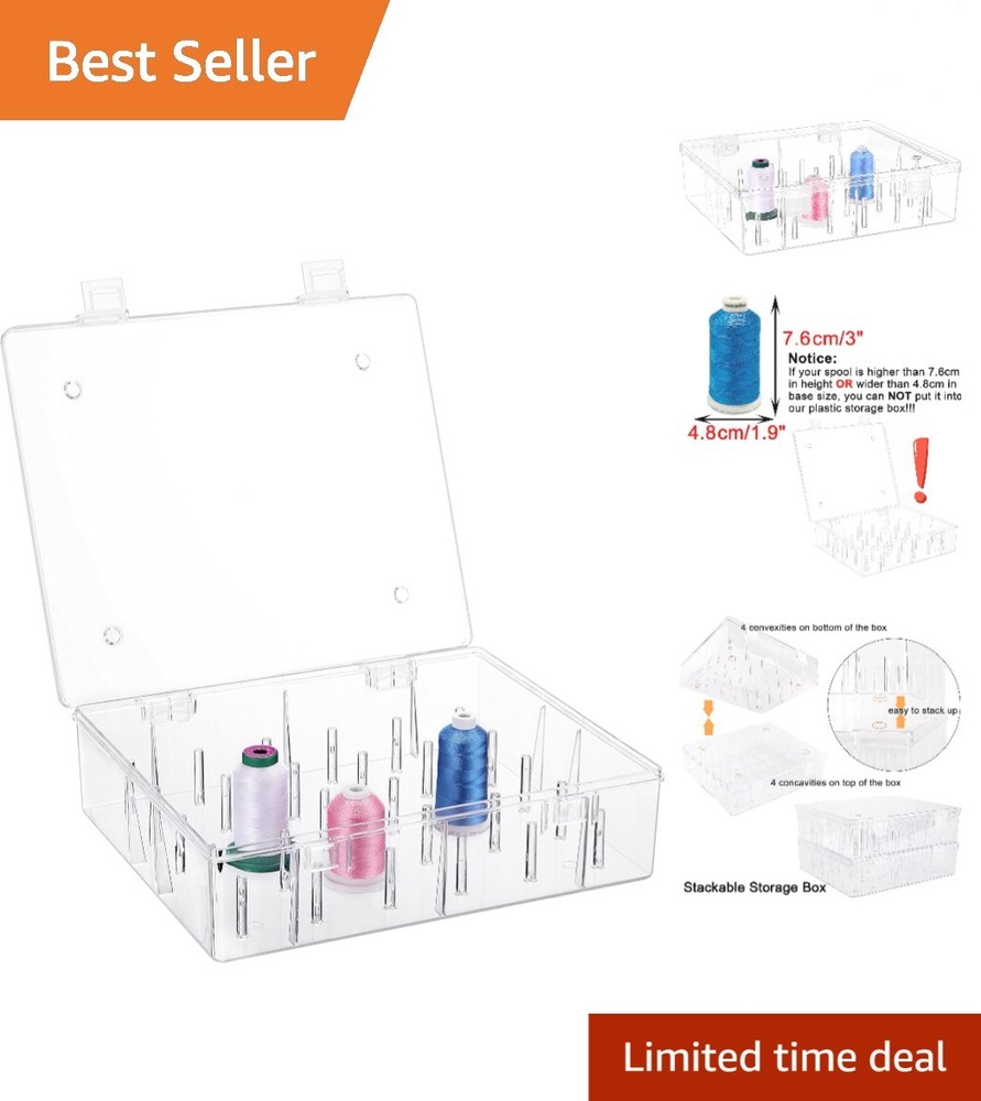 Portable Storage Box: Holds 30 Tall Thread Spools - Durable & Clear