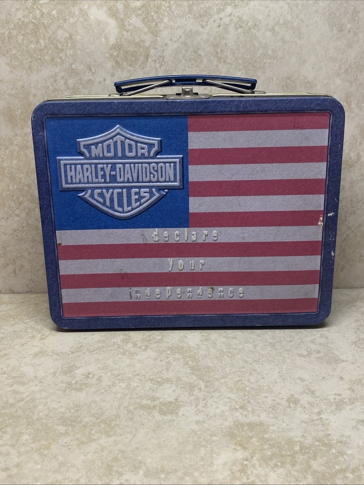 Harley-Davidson Tin Lunch/Storage Flag Embossed "Declare Your Independence"