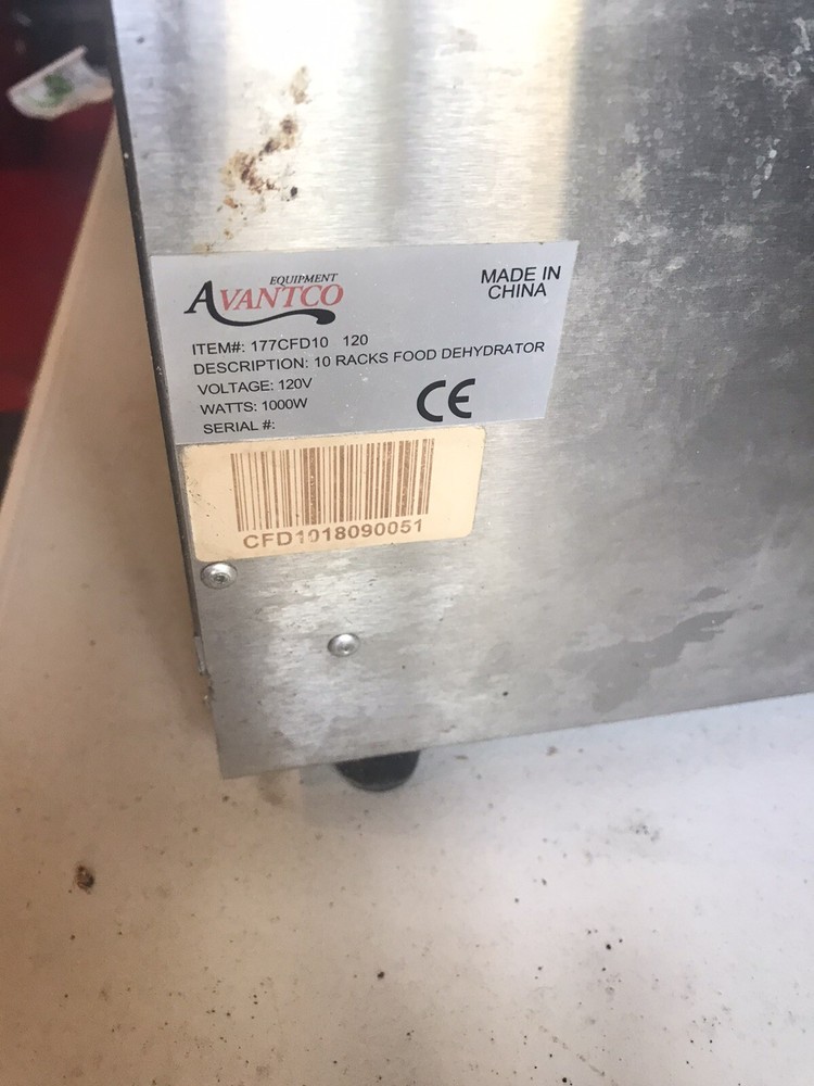 Avantco food dehydrator 177CFD10