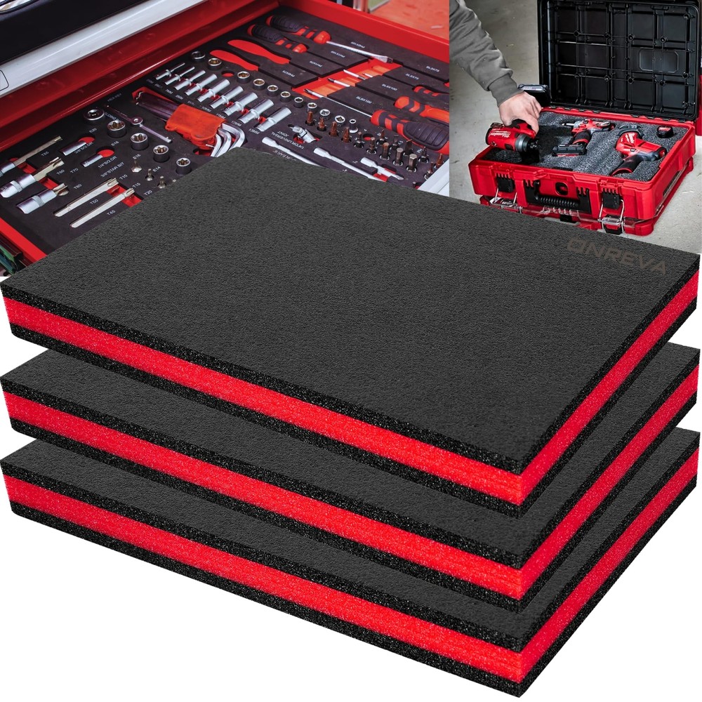 Tool Box Foam 3Pack 18x12x2 inch Foam Inserts for Cases Polyethylene Storage ...