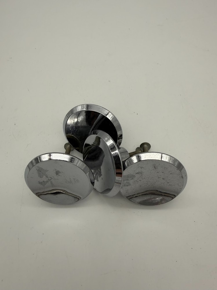 Vintage Chrome Cabinet Drawer Pull Knobs Mid Century 1. 5" Diameter Lot Set 4
