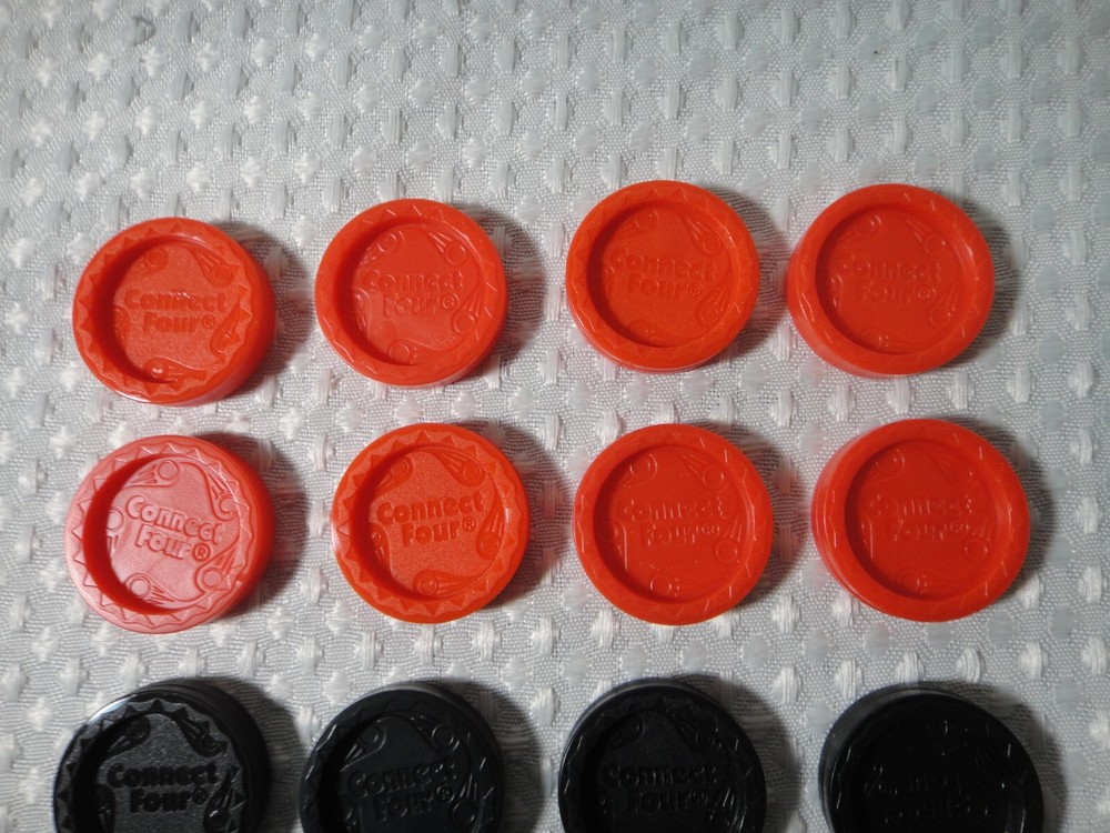 Connect 4 Four Replacement Pieces Checkers Lot 16 Red & Black Modern Type