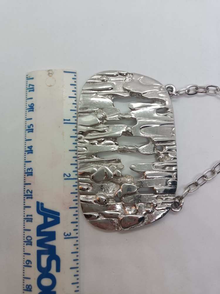 Trifari Silver Tone Retro Statement Necklace