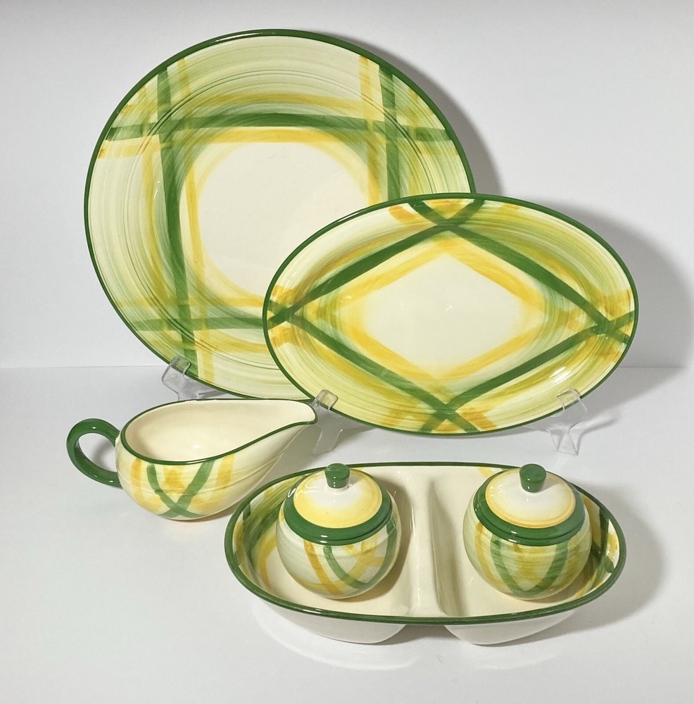 Metlox “Gingham” 6-Piece Ceramic Dinnerware Serving Hostess Set