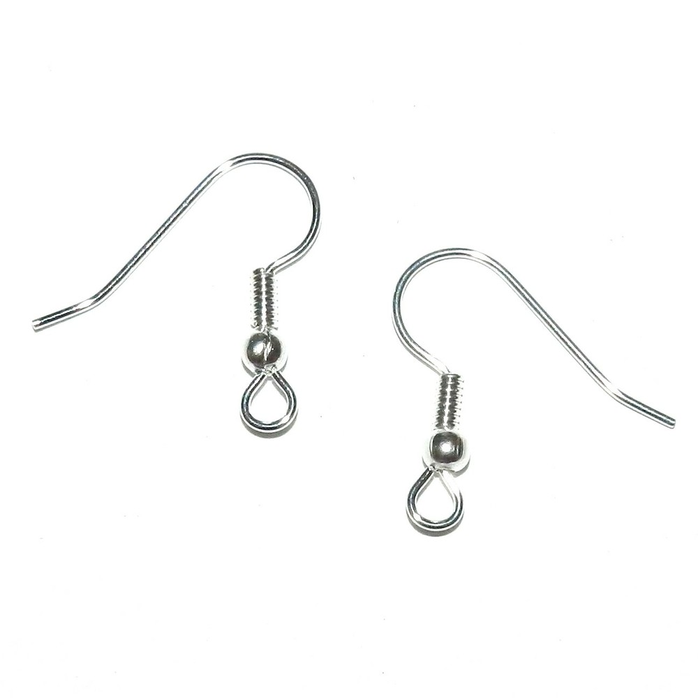 M786 Silver Ball & Coil 1" Fishhook Wire Brass Earring Component 60pc