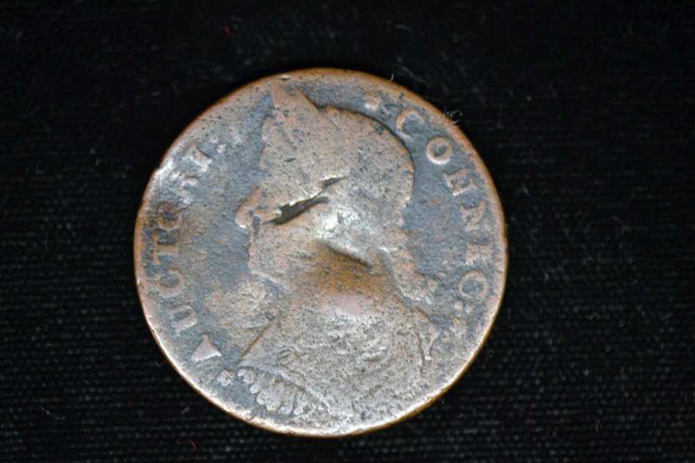 1787 Connecticut Colonial- Draped Bust Left- Reverse Hit- Very Good