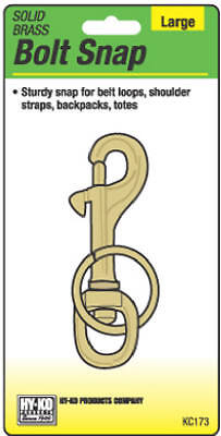 Hy-Ko KC173 Bolt Snap With Split-Ring Key Chain, Solid Brass - Quantity 5