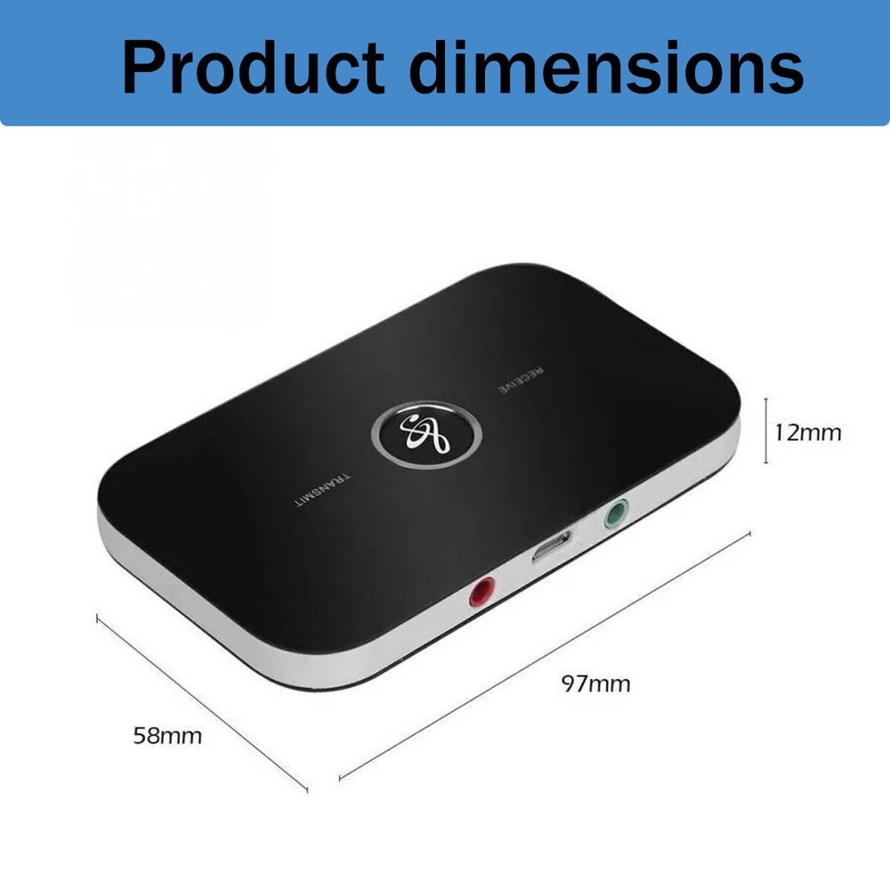 Bluetooth 5.2 Transmitter Receiver 2 IN 1 Wireless Audio 3.5mm Jack Aux Adapter