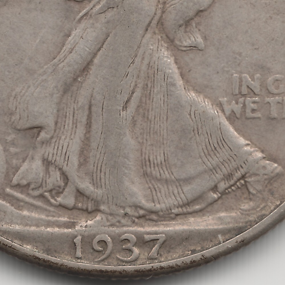 1937 D Walking Liberty Half Dollar, XF