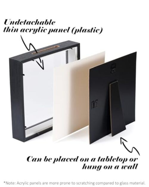8"x8" Shadow Box Display Frame with Slot,Top Loading Adventure 8"x 8" Black