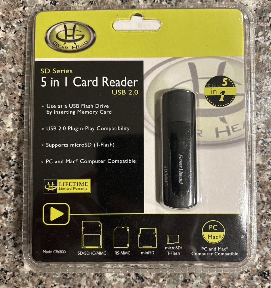 Gear Head 5 In 1 SD Card Reader USB 2.0 PC Mac USB Flash Drive MicroSD