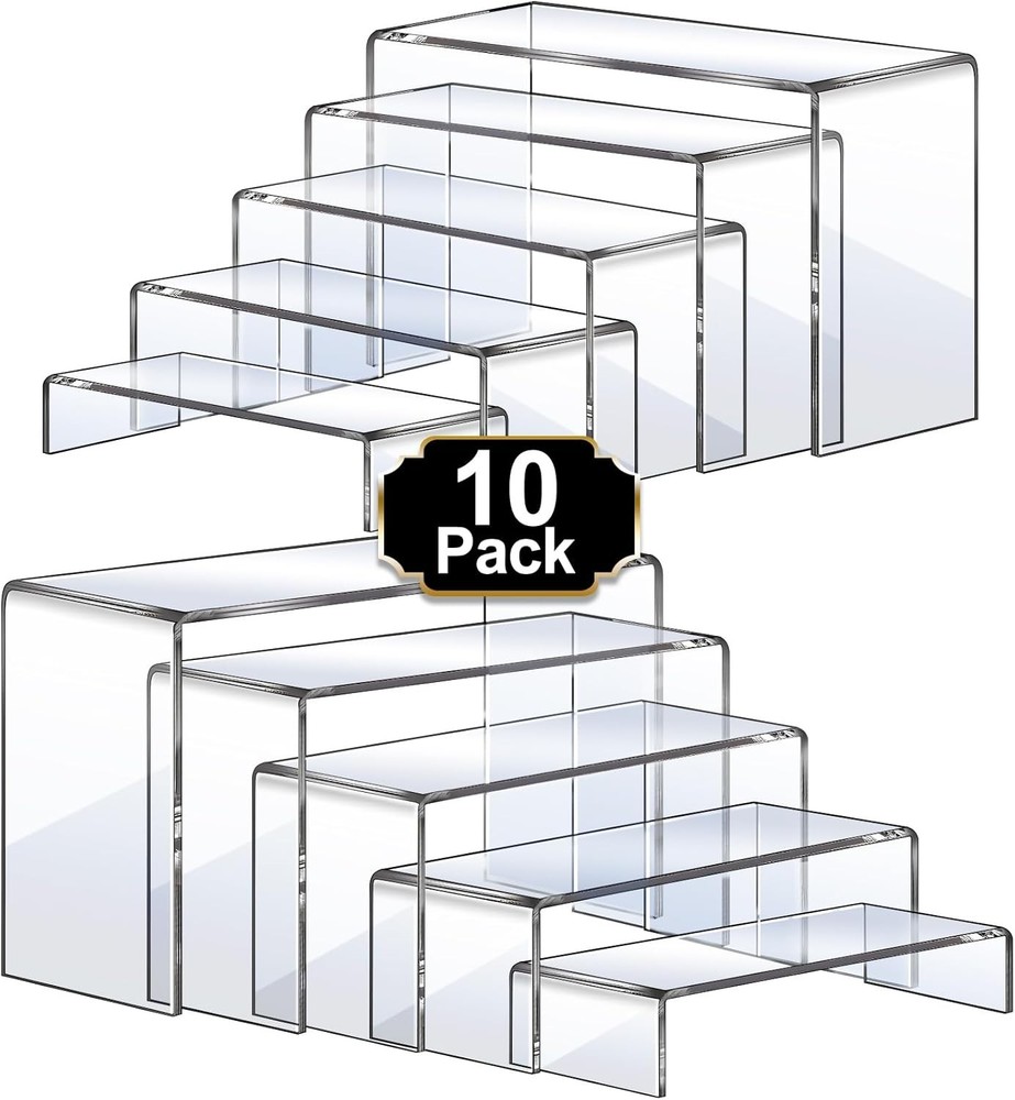 Large Acrylic Riser Set, 10 Pcs Transparent Display Stand
