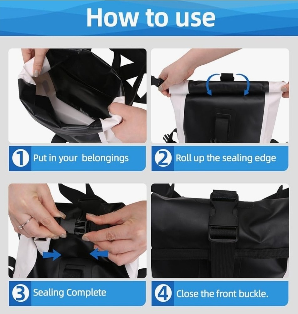 Waterproof Floating Dry Bag with Adjustable Waist Strap (Black)