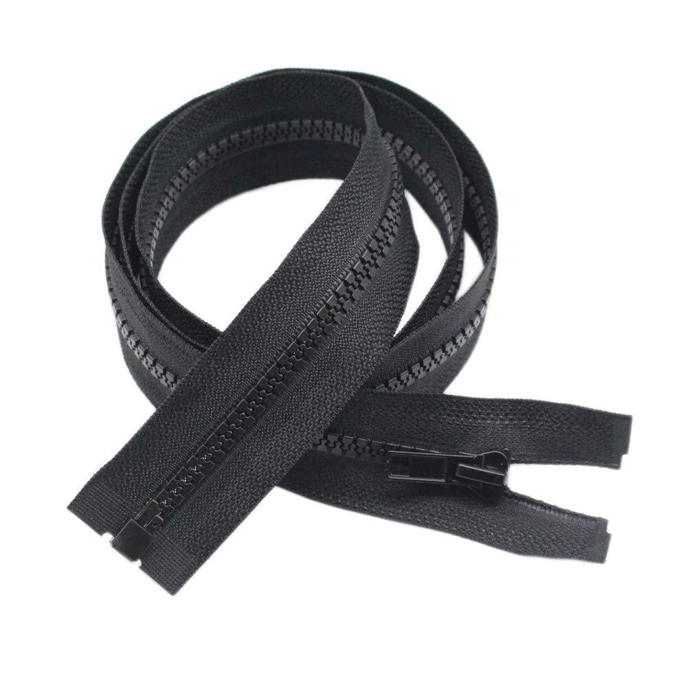 2PCS #5 44 Inch Black Separating Jacket Zippers Molded Plastic Bulk Sewing