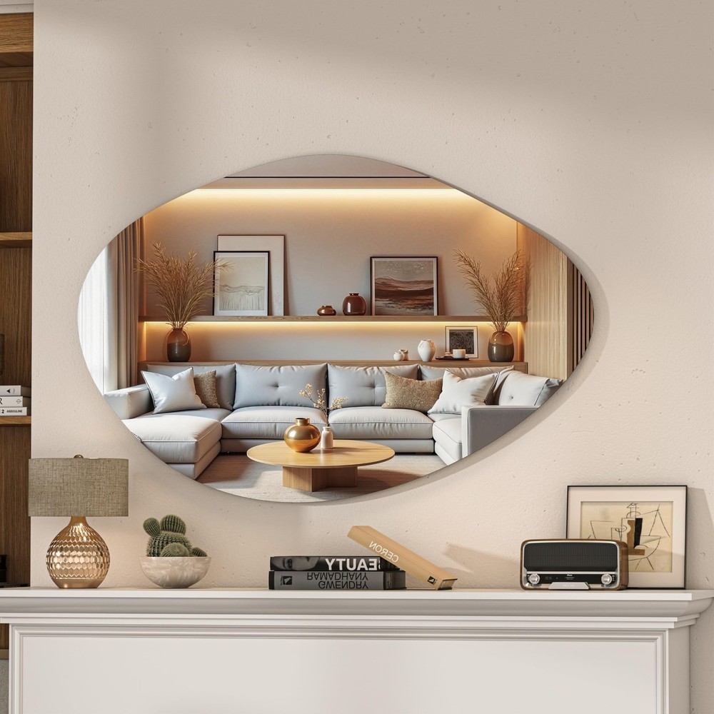 Irregular Wall Mirror - 24"x15" Asymmetrical Frameless Mirror, Modern Decorat...