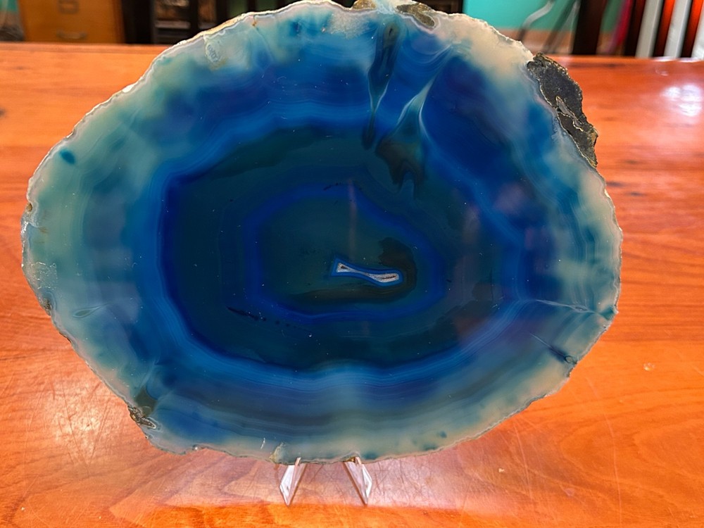 Blue Dyed Agate Slice 9.5''