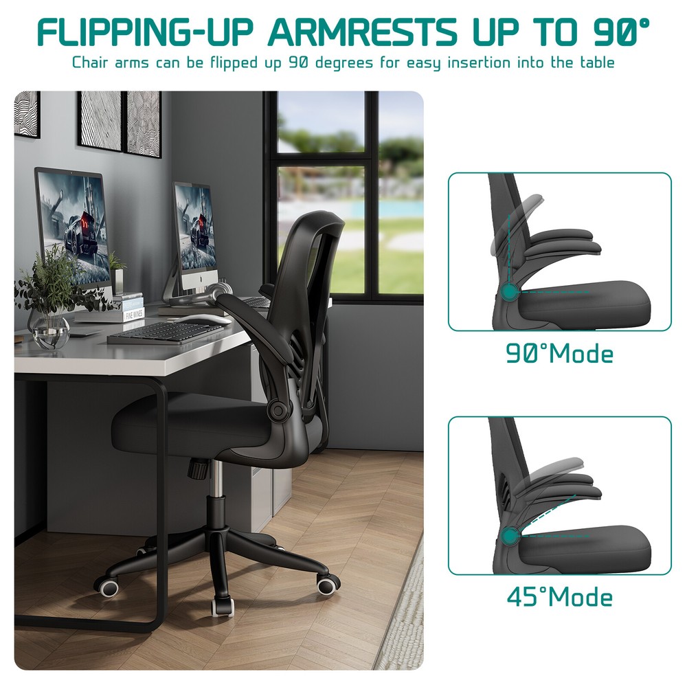 Black Mesh Office Chair with Lumbar Support Comfortable Ergonomic Computer Chair