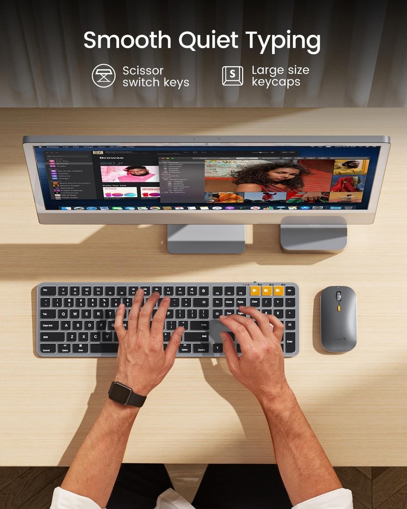 Backlit Wireless Bluetooth Keyboard for Mac, Rechargeable, Multi-Device Use