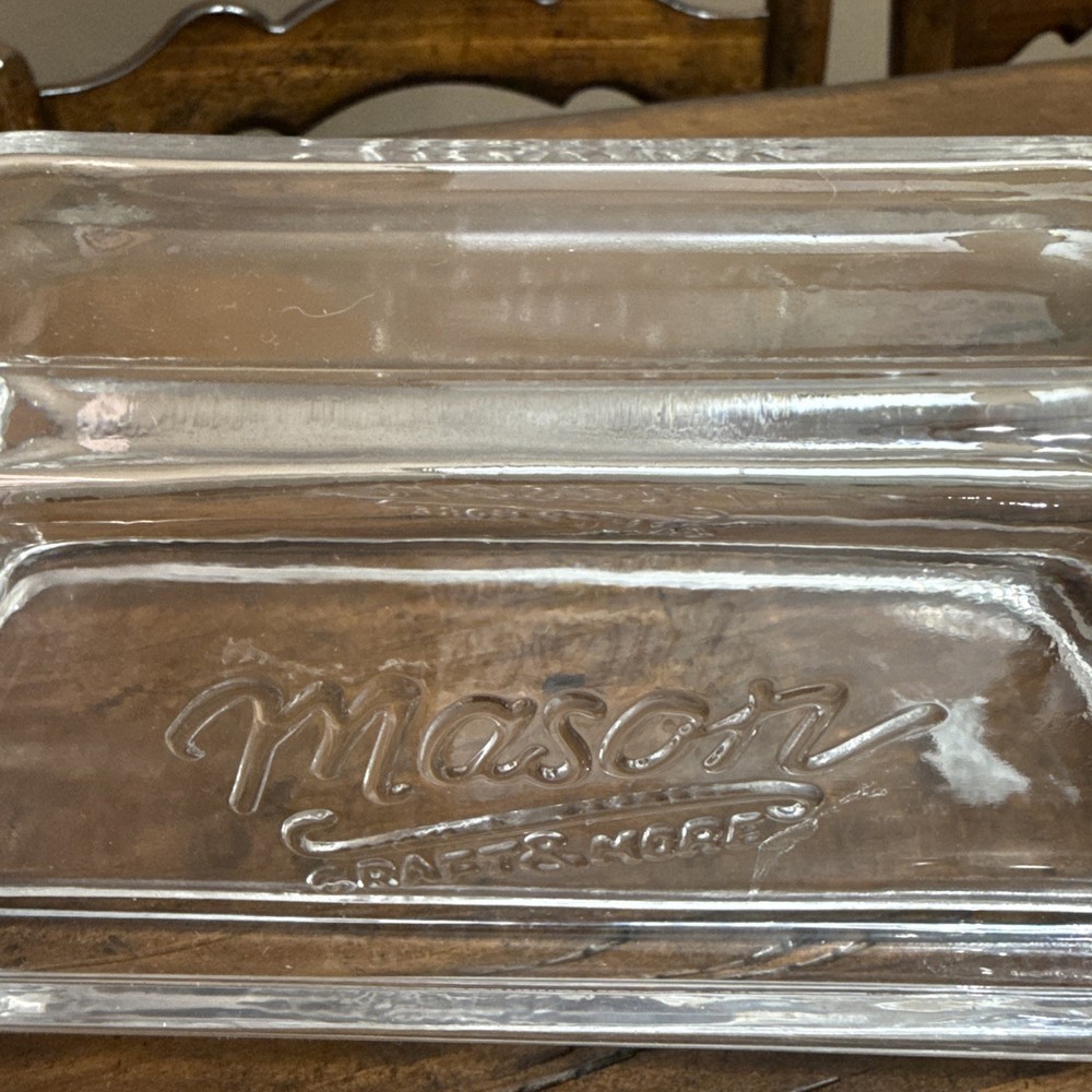 Mason Craft And More Butter Dish Clear Glass Rectangular Nice