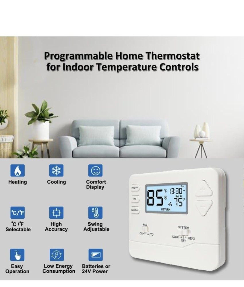 Miuputake Programmable Thermostat for Home,Conventional Single-Stage...