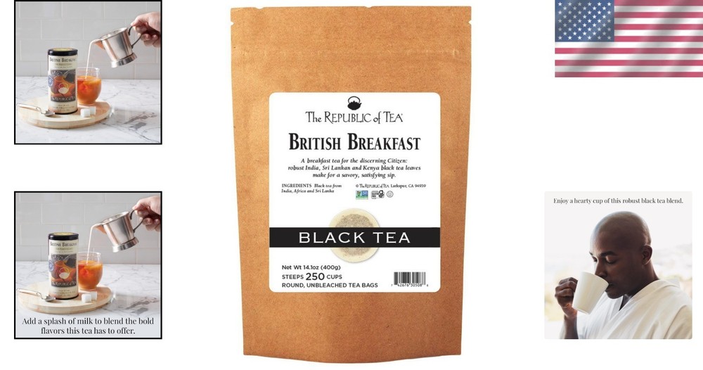 250 Count British Breakfast Tea Refill | Robust Black Tea, Sugar Free