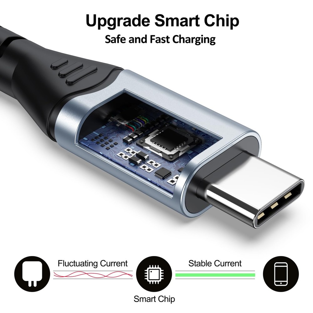 FEMORO USB C to Micro Cable 3Ft, MicroUSB Type C 3 Feet, Grey