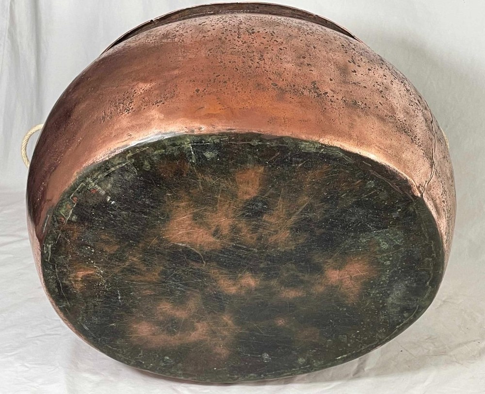 BIG GEORGIAN ANTIQUE SOLID COPPER LOG BIN - CAULDRON - PLANTER