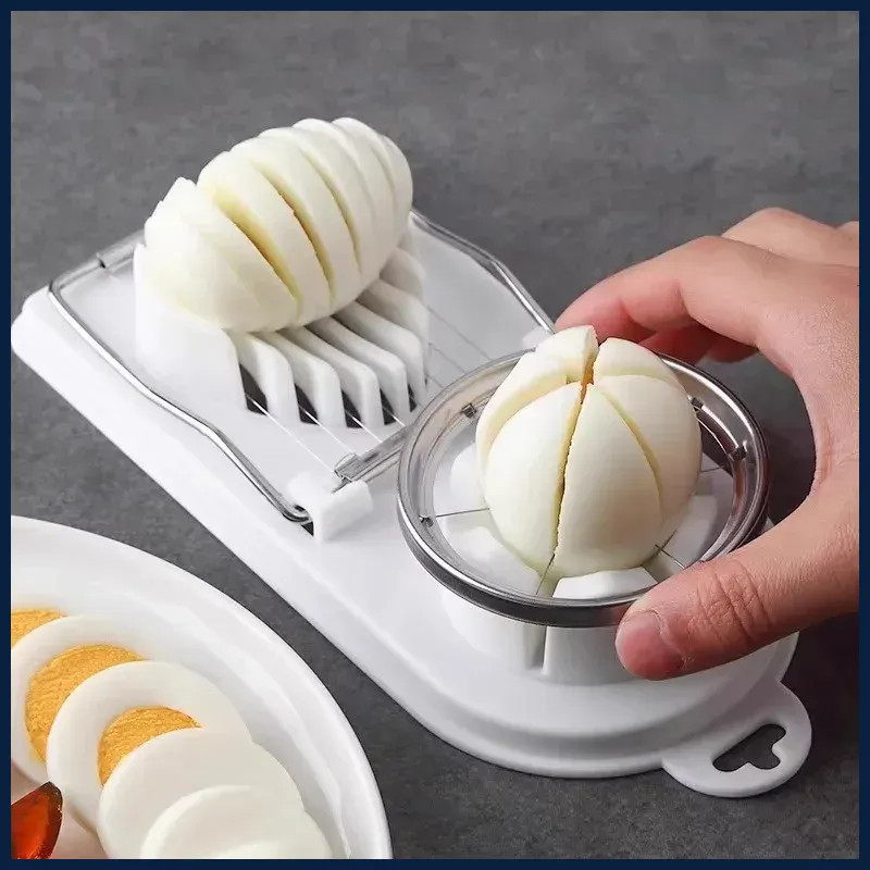 Multifunctional PP Base egg cutter 2-in-1 stainless steel wire pull egg