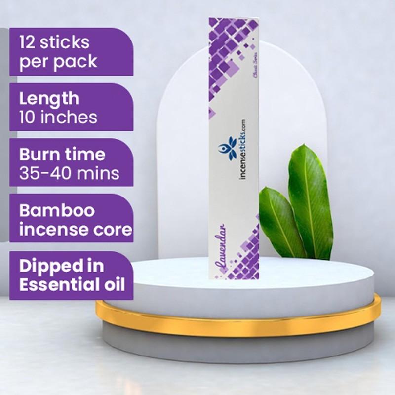 Lavender Incense 10" inch 12 Sticks Pack: 10 Packs