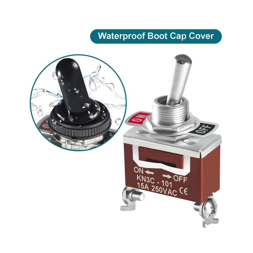 Toggle Switch 12v DC 30A, 2Pack 2Pin SPST ON Off Switch with Waterproof Boot ...