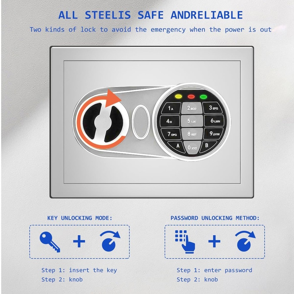 Safe Box with Sensor Light, Security Safe with Digital Keypad Money Safe Stee...