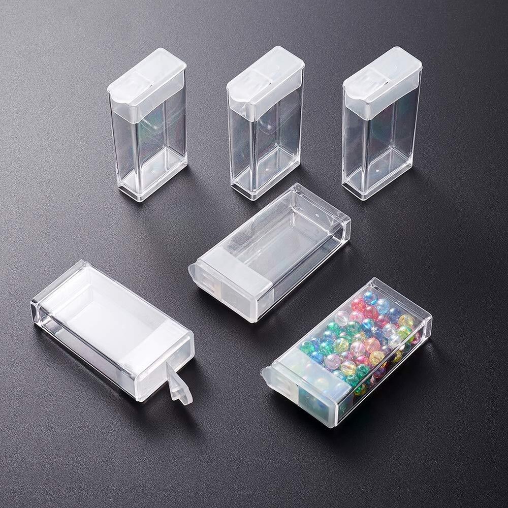 100Pcs Plastic Flip Top Seed Bead Small Storage Containers 2x1 Rectangle