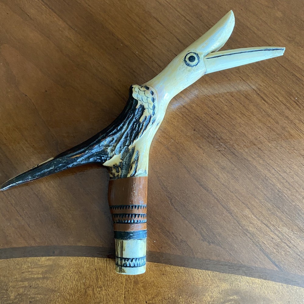 Vintage  cane deer antler handle .