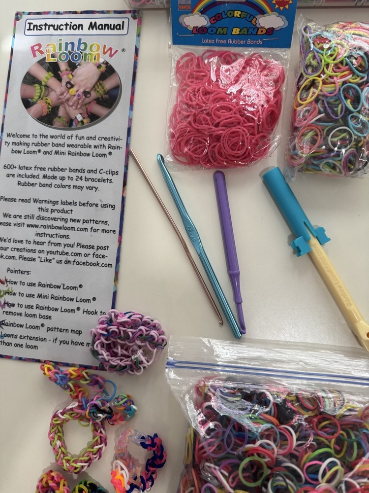Huge Rainbow Loom Lot Cases Tools Some New Some Made Instructions #2
