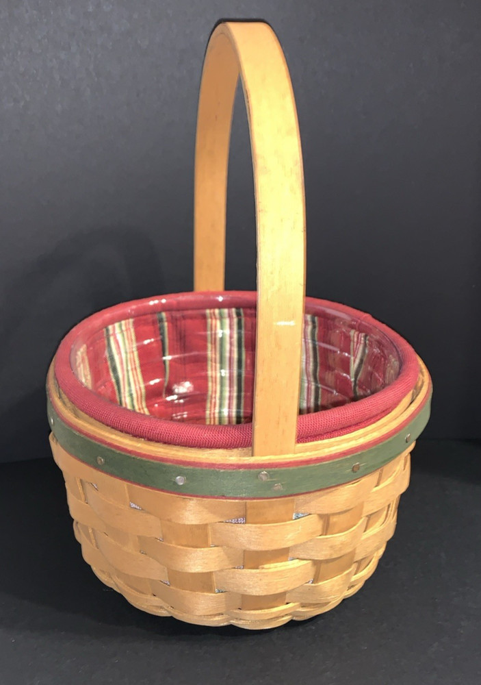Longaberger 2005 Holiday Helper Round Basket Liner & Plastic Protector