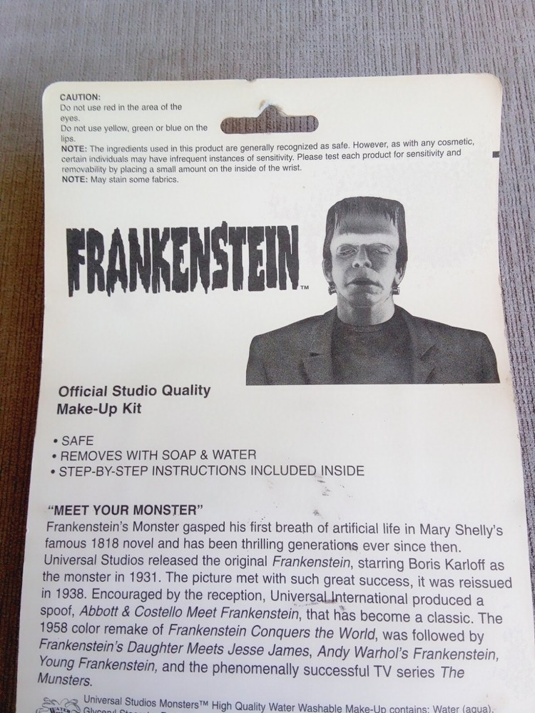 Universal Studios Monsters Frankenstein Official Studio Quality Makeup Kit - NOS