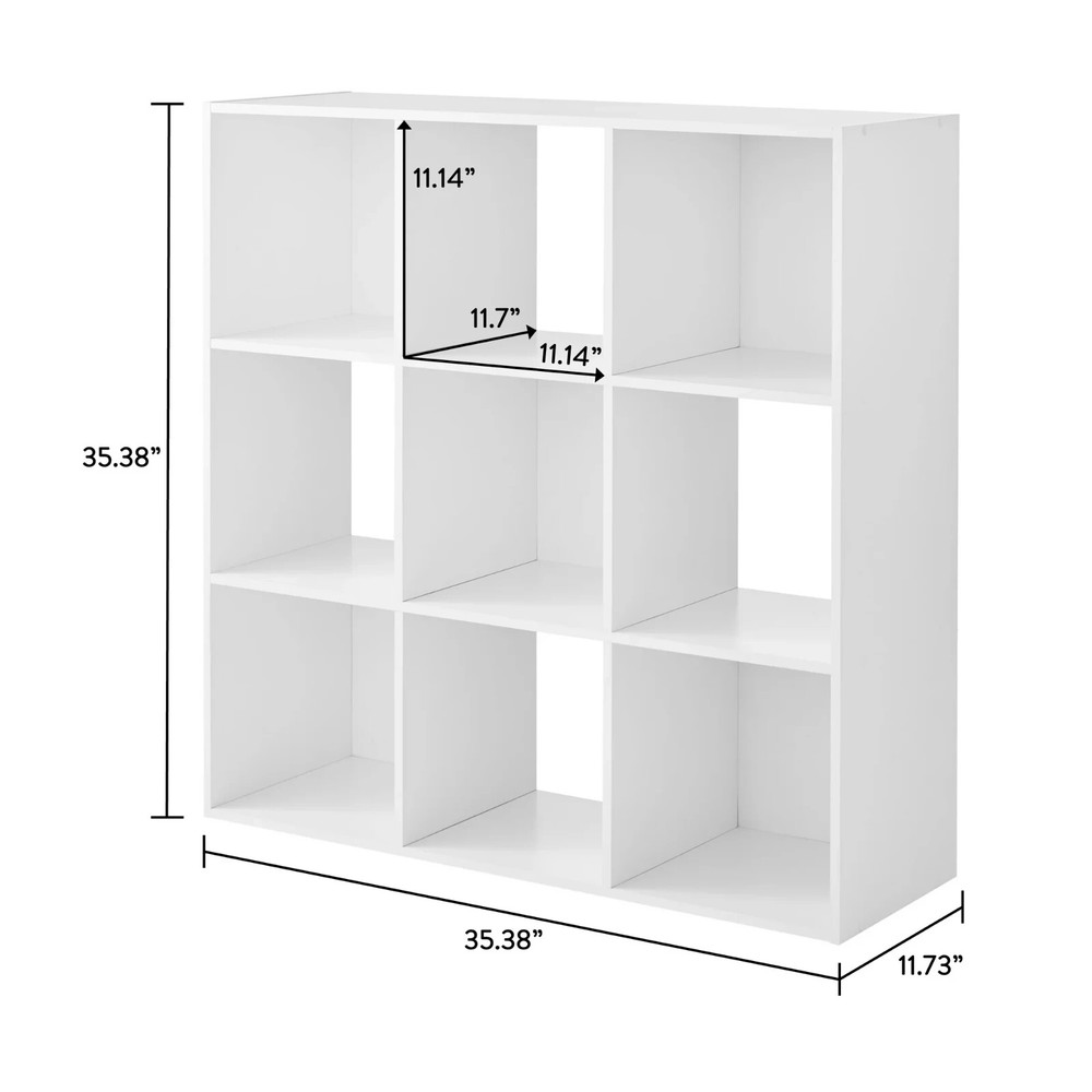 9-Cube Open Storage Organizer Shelves Bookcase, Easy Assembly, White