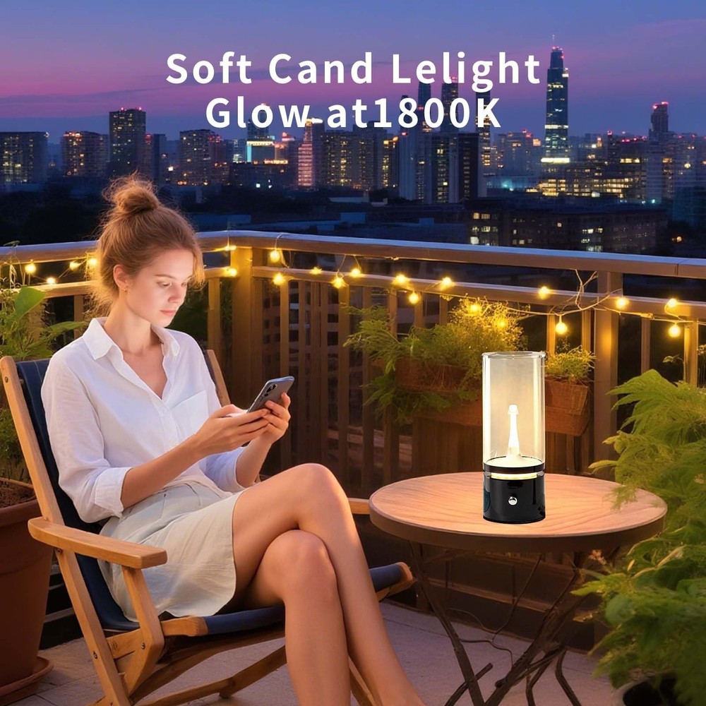 Black Rechargeable Bedside Lamp, 4-Level Dimmable Touch Control LED Table Lam...