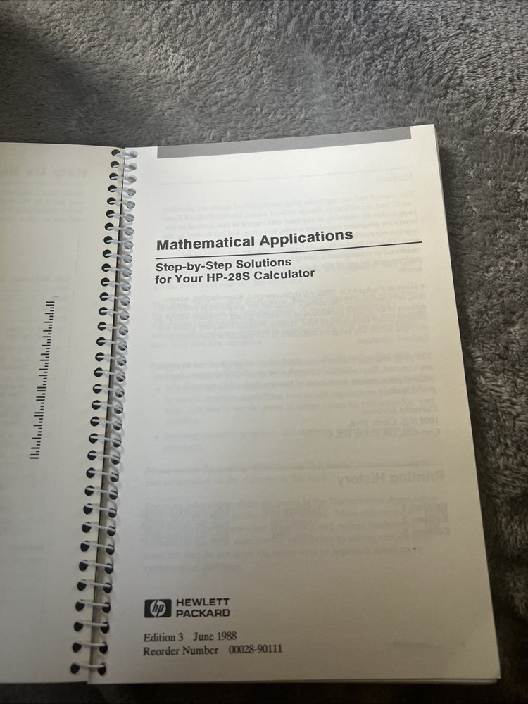 Hewlett-Packard Step-By-Step Solutions - Mathematical Applications - HP 28S ORIG