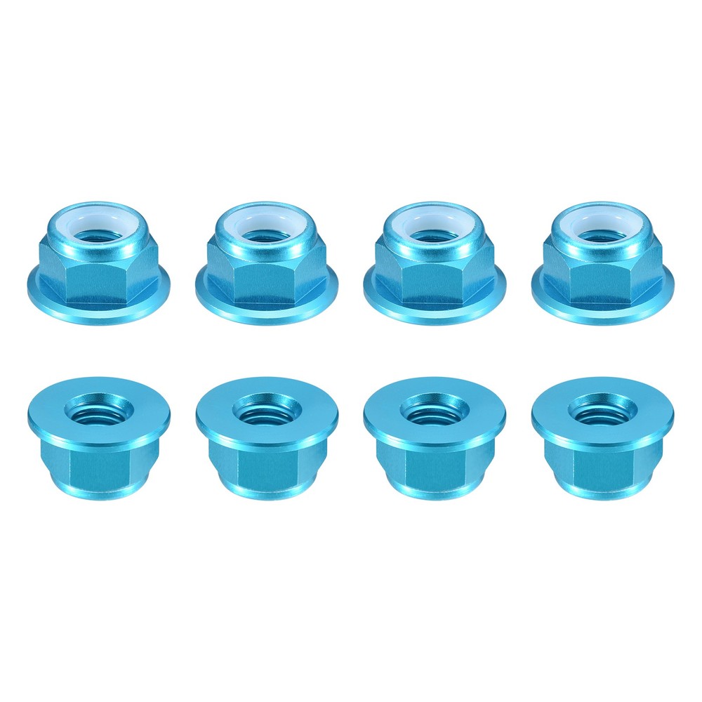Nylon Insert Hex Lock Nuts, 8pcs - M4x0.7mm Self-Locking Nut(Sky Blue)